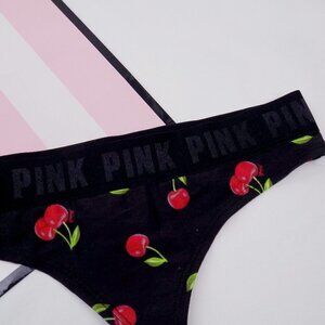 nwt Victoria's Secret PINK thong logo waistband cherries cherry fruit